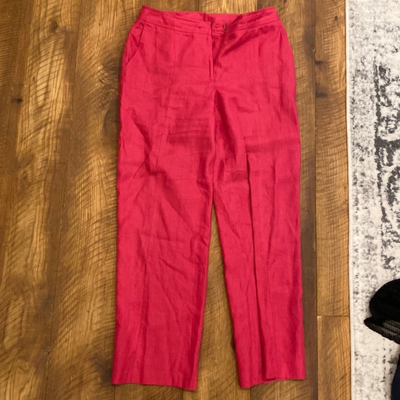 Hot pink linen, lined pants - Picture 1 of 3